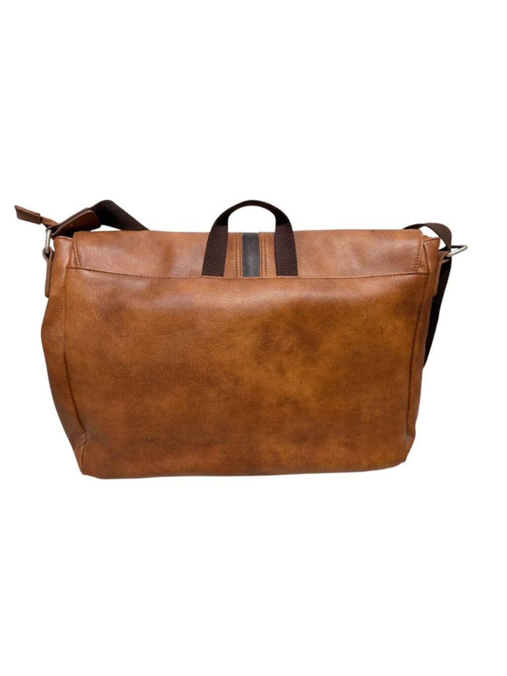 Portage Brown Faux Leather Messenger Bag Adjustable Strap Large Crossbody - Picture 5 of 10